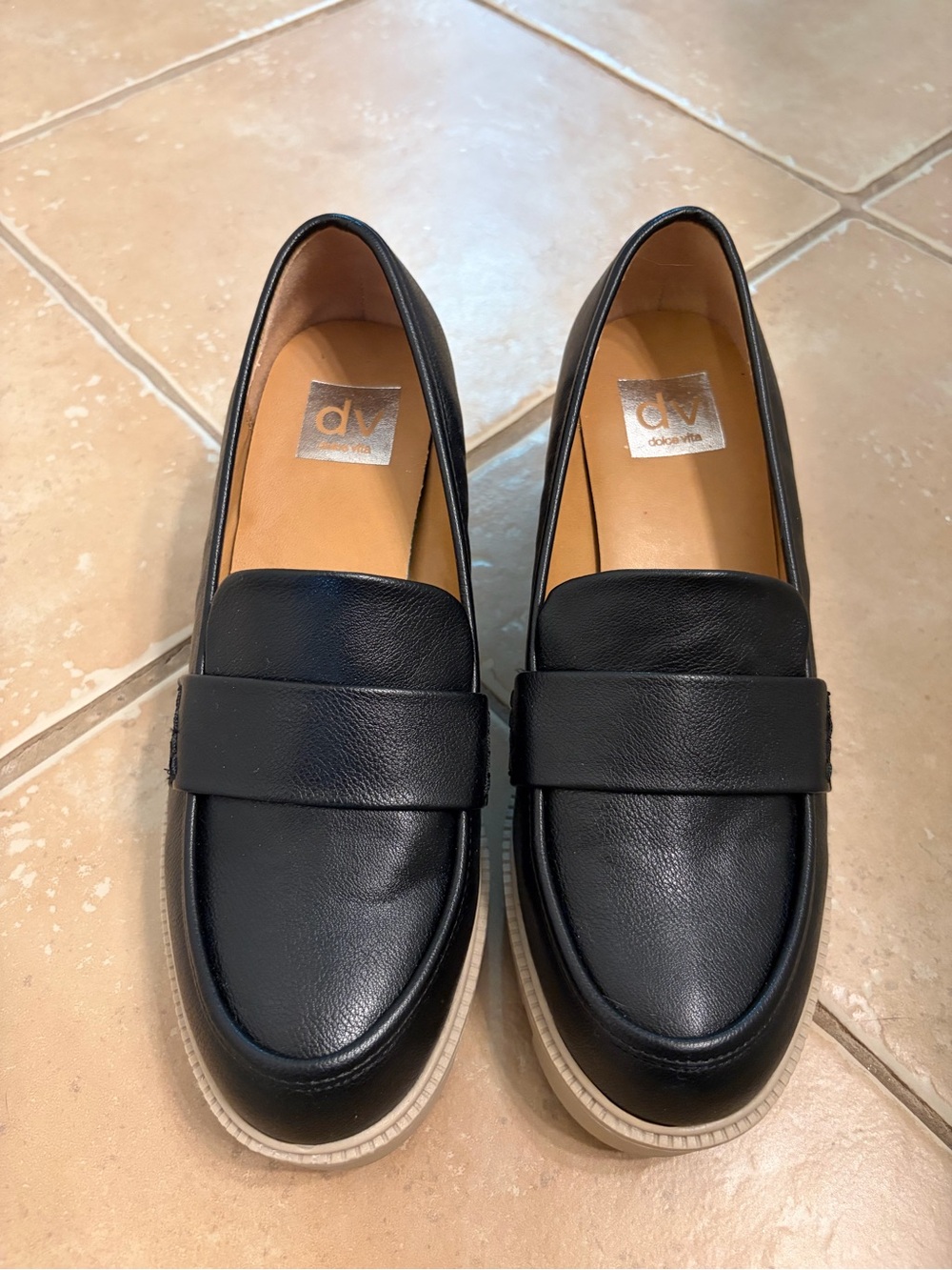 Dolce Vita Leather Halona Platform Loafers - US 7.5/38